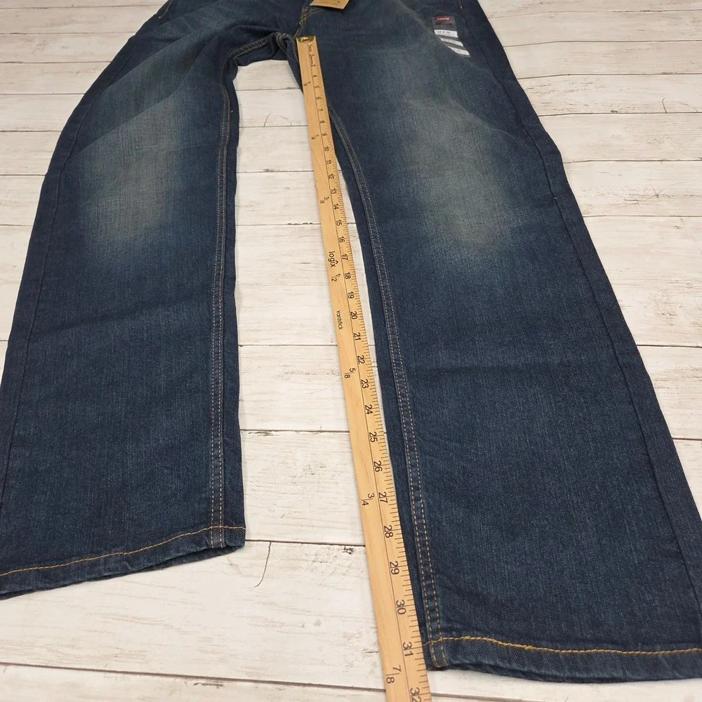 Levi's 505 Regular Straight Leg Jeans Mens 32x32 Dark Wash Stretch Denim